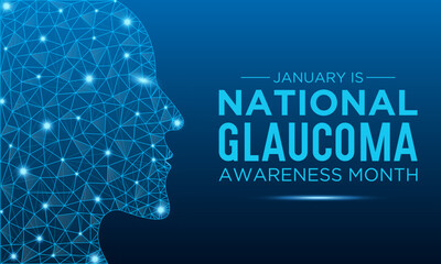 National Glaucoma Awareness month is observed every year in january. January is Glaucoma Awareness Month. Eye health and vision care concept for banner design. Vector illustration. - obrazy, fototapety, plakaty