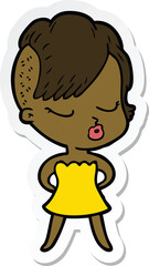 sticker of a cartoon pretty hipster girl
