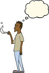 cartoon annoyed smoker with thought bubble