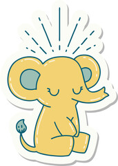 sticker of a tattoo style cute elephant