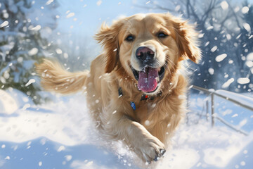 Dog nature snow beautiful purebred animal pet fun retriever background breed cute winter