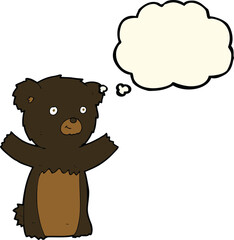 cartoon black bear cub with thought bubble