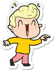 sticker of a cartoon excited man
