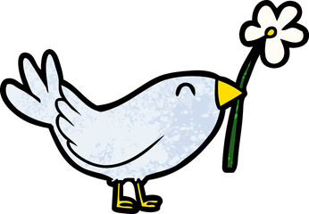 cartoon bird with flower