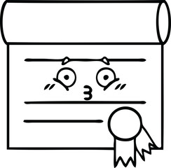 line drawing cartoon of a certificate