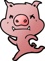 angry cartoon pig charging