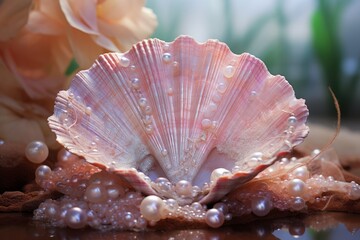 the shimmering sea shell whispers in pearly pink