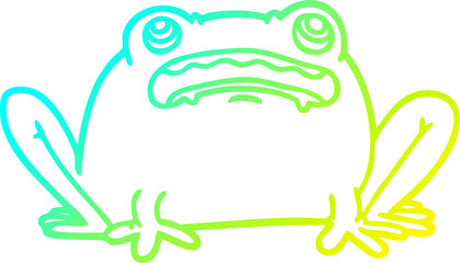 cold gradient line drawing of a cartoon frog