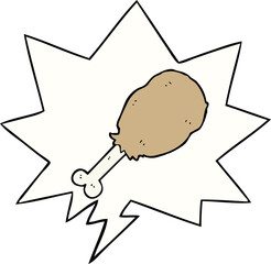cartoon chicken leg with speech bubble