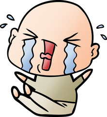 cartoon crying bald man