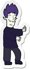 sticker of a cartoon excited vampire