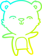 cold gradient line drawing of a happy cartoon polar bear dancing