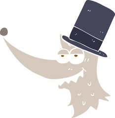 flat color illustration of rich wolf