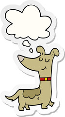 cartoon dog with thought bubble as a printed sticker
