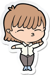 sticker of a cartoon woman