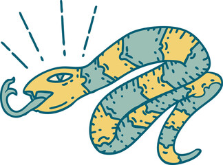 illustration of a traditional tattoo style hissing snake