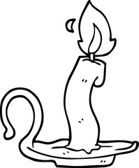 line drawing cartoon burning halloween candle