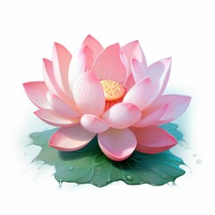 digital painting of a lotus flower on white background
