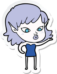 sticker of a pretty cartoon elf girl