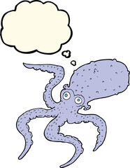 cartoon octopus with thought bubble