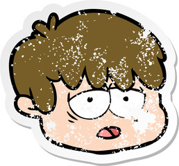 distressed sticker of a cartoon male face