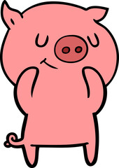 happy cartoon pig