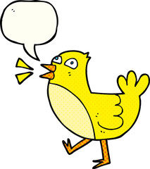 freehand drawn comic book speech bubble cartoon bird