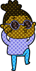 cartoon woman wearing sunglasses