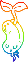 Naklejka premium rainbow gradient line drawing of a cartoon sprouting bean