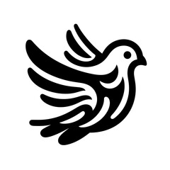 logotype of a bird, black and white, small size, isolated