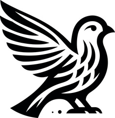 logotype of a bird, black and white, small size, isolated
