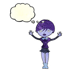 cartoon vampire girl with thought bubble