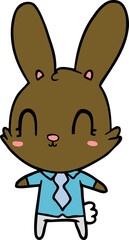 cute cartoon rabbit in shirt and tie