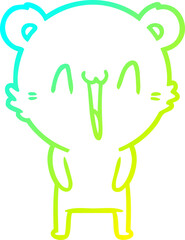 cold gradient line drawing of a happy bear cartoon