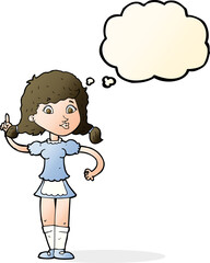 cartoon pretty maid woman with thought bubble
