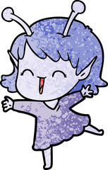 cartoon alien girl laughing