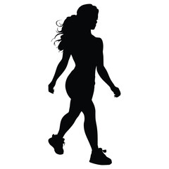 Fototapeta na wymiar silhouette of a girl on white
