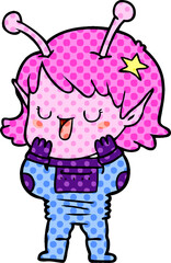 happy alien girl cartoon