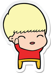 sticker of a happy cartoon boy
