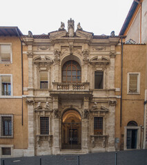 Fototapeta na wymiar Photo of the historic building of the Governor's Treasury in Rome next to the Capitoline Square, Italy