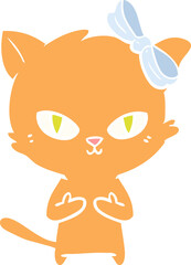 cute flat color style cartoon cat