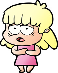 cartoon tired woman