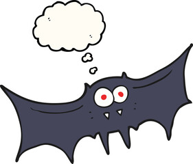 freehand drawn thought bubble cartoon vampire bat