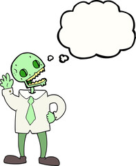 freehand drawn thought bubble cartoon zombie businessman