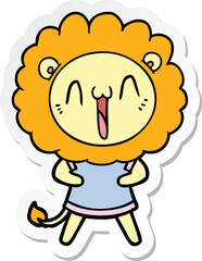 sticker of a happy cartoon lion