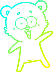 cold gradient line drawing of a laughing teddy  bear cartoon