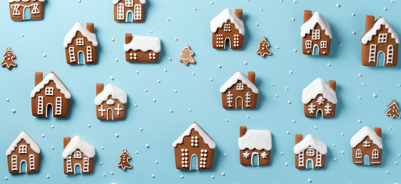 House background cookie snow decorated tradition holiday icing sweet winter christmas