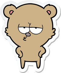 sticker of a bored bear cartoon