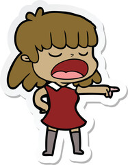 sticker of a cartoon woman talking loudly