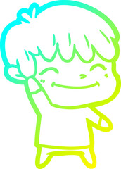 Obraz premium cold gradient line drawing of a happy cartoon boy